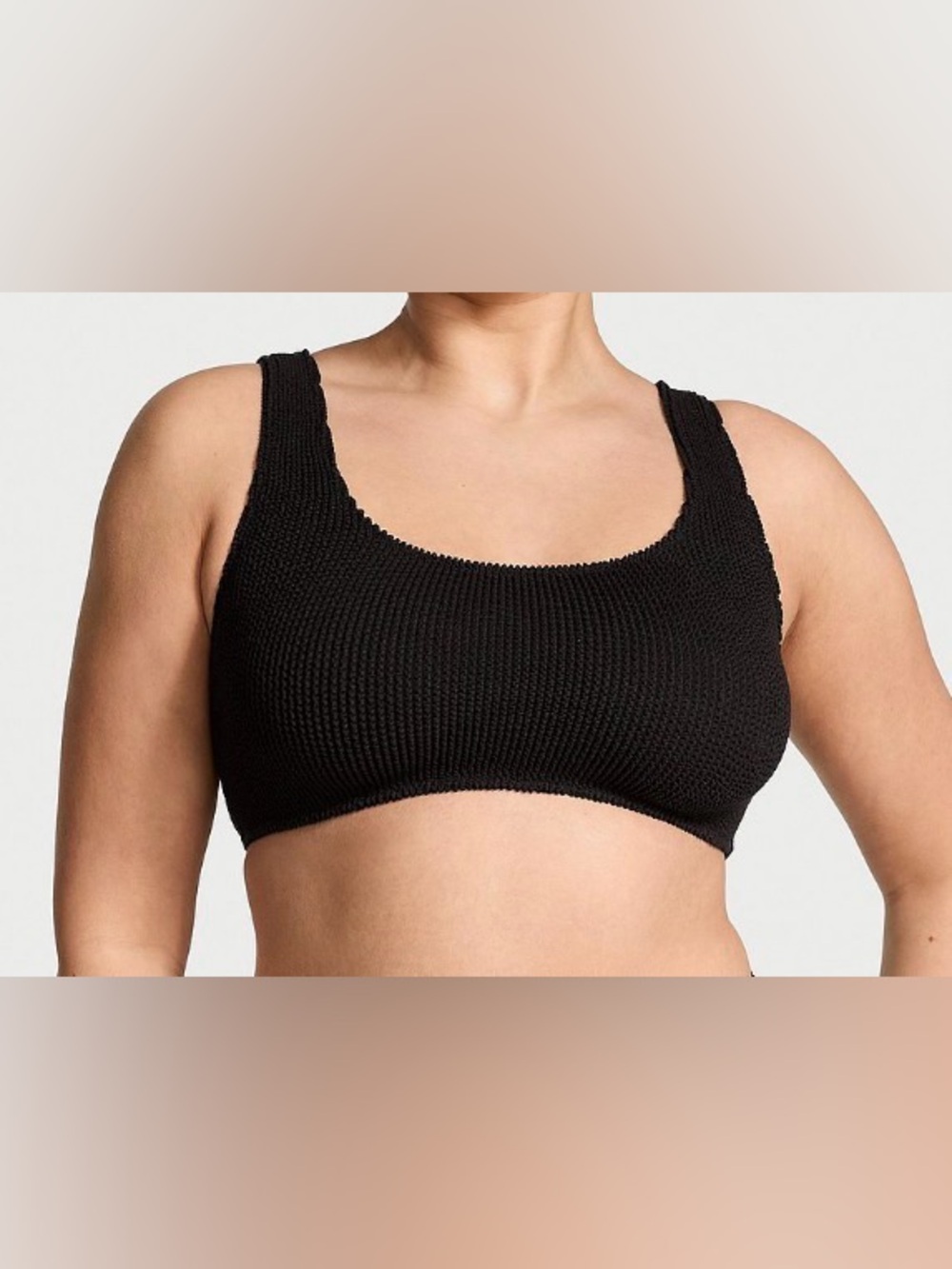 NWT Victoria’s Secret Swim Crinkle Scoop Bralette Bikini Top Black Size M/L